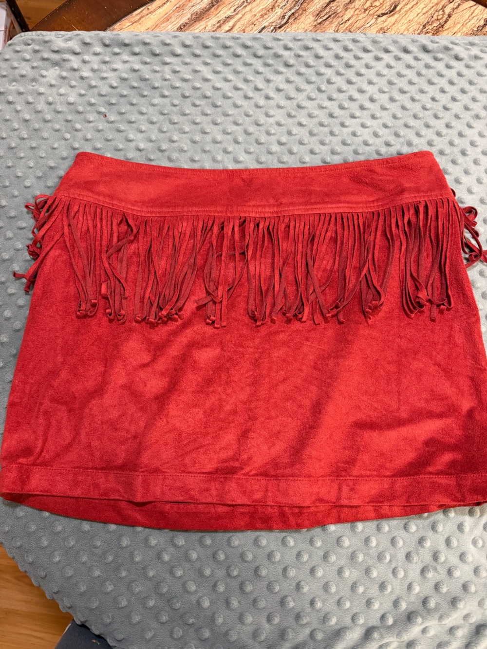 Express Red Fringe Mini Skirt